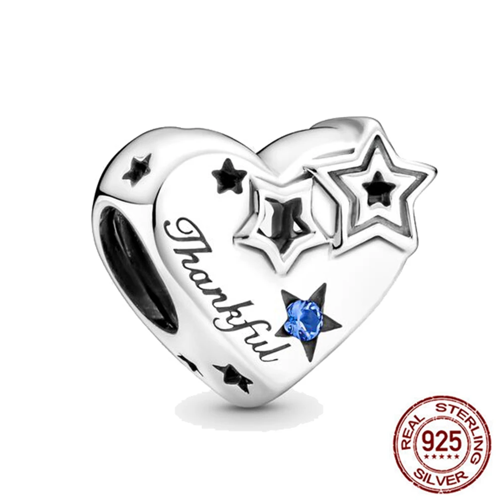 

Браслет Pandora женский из серебра 925 пробы, с подвесками в виде сердца и звезд