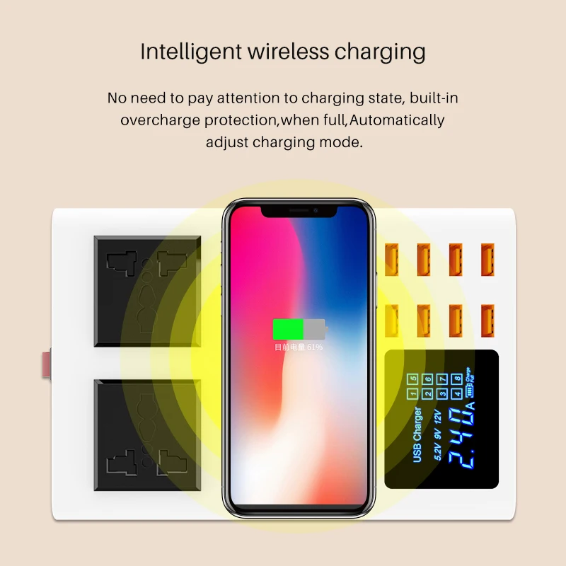 Новая мода AC Розетка 40 Вт быстрое зарядное устройство для ipad iphone huawei Xiaomi samsung LG адаптер питания смарт универсальное беспроводное зарядное устройство