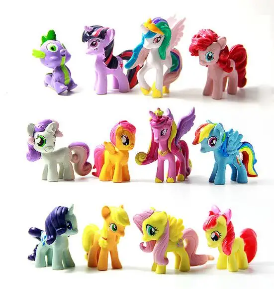

12Pcs/Set Colored Unicorn Princess Luna Horse Action Toy Figures 3-5CM