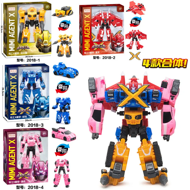 Figuras de acci&oacute;n de Transformers MiniForce para ni&ntilde;os, juguetes de agentes de la Fuerza A&eacute;rea X Volt Semey, regalos de vacaciones, Color negro, novedad-5