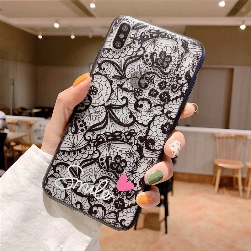 Lace Flower Makeup Mirror Phone Case For Samsung Galaxy S8 S9 S10 Lite S7 S6 Edge Plus C5 C7 C9 Note 8 9 With Lanyard Back Cover - Цвет: 1