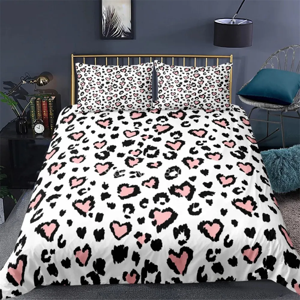

Комплект постельного белья с 3D леопардовым принтом, 3 предмета, набор пододеяльников, Одноместный, двойной, полный, Королевский размер, цвет...