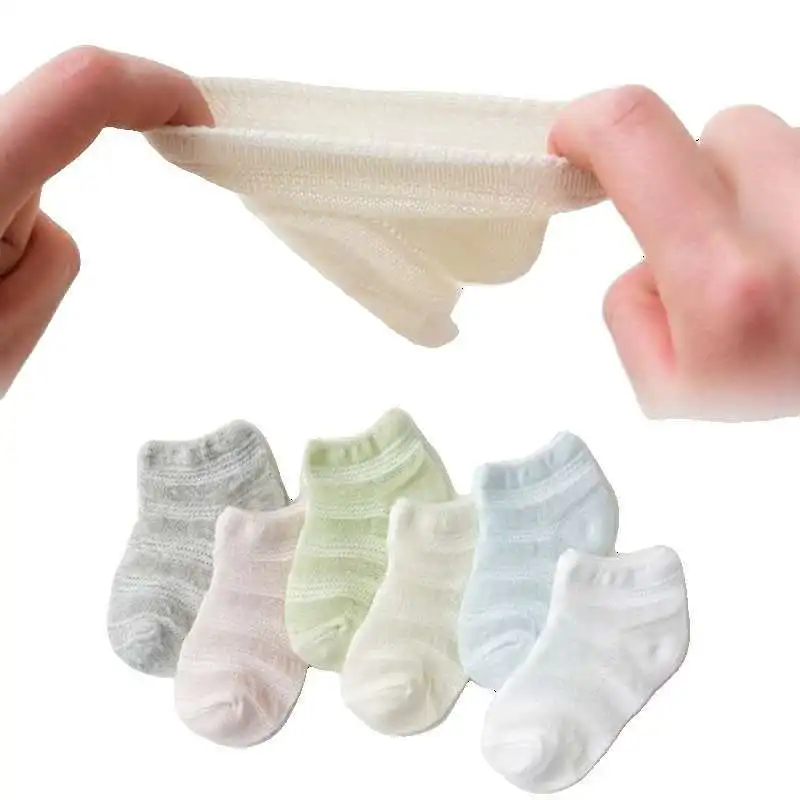 

5 Pairs Invisible Ultra-thin Mesh Baby No Show Socks Striped Baby Mosquito Socks Spring Summer Sweat Absorption Socks