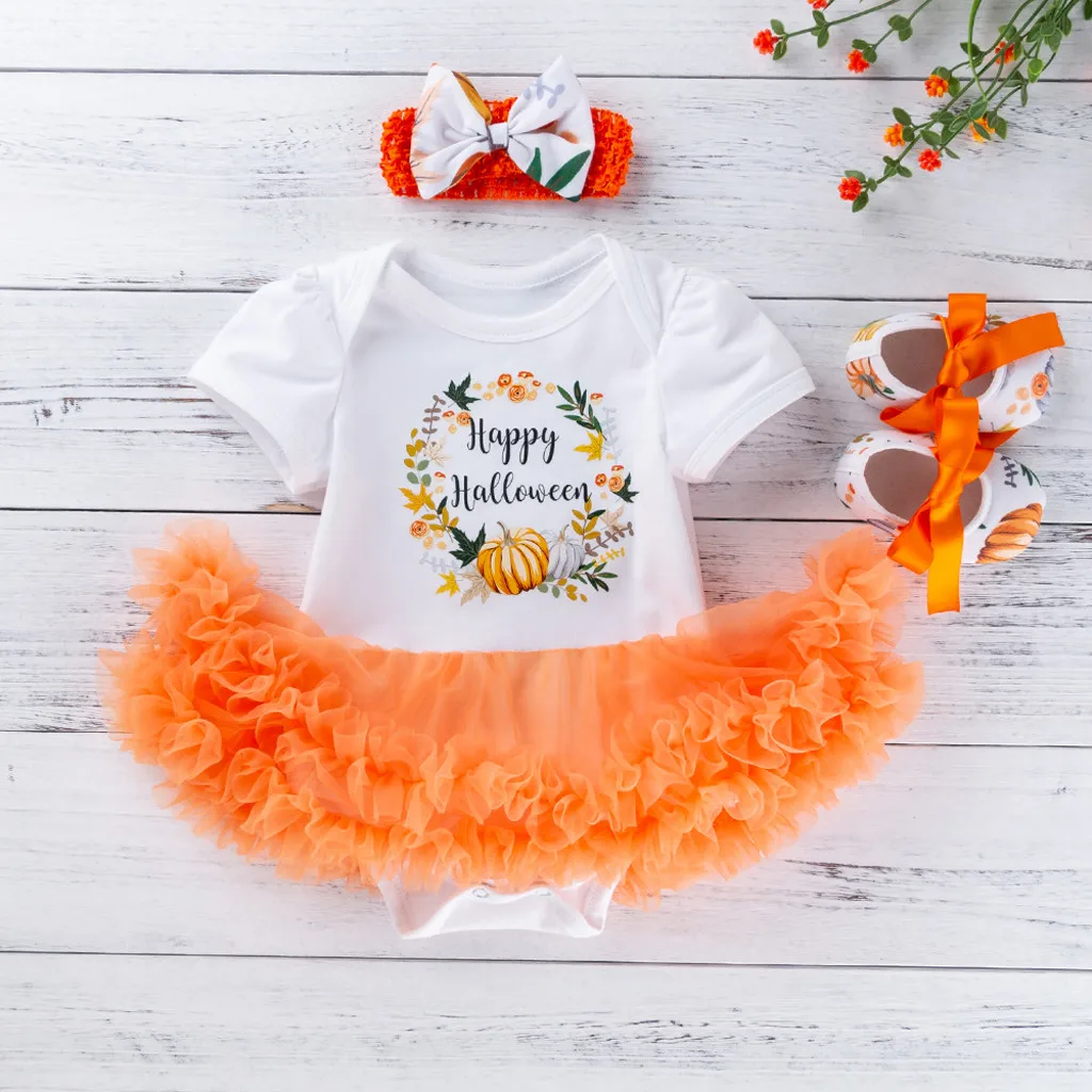 Комплект из 3 предметов комбинезон для малышей на Хэллоуин балетная пачка с