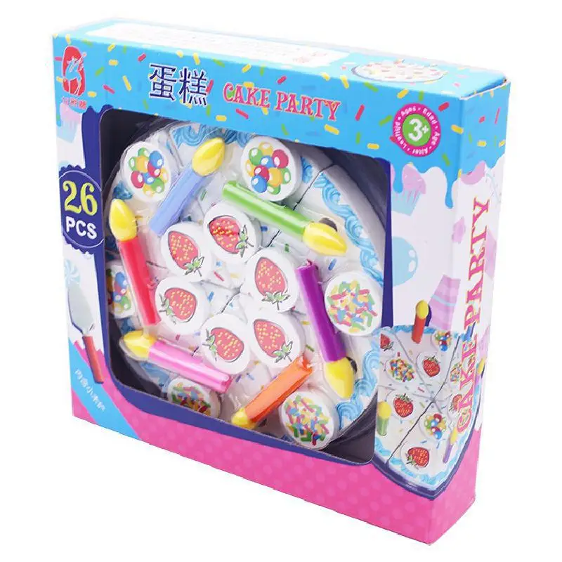 

New Diy Birthday Cake Cutting Pretend Play House Food Set Pink Blue Colors Educational Kitchen Toys Gift For Girls Kid Children