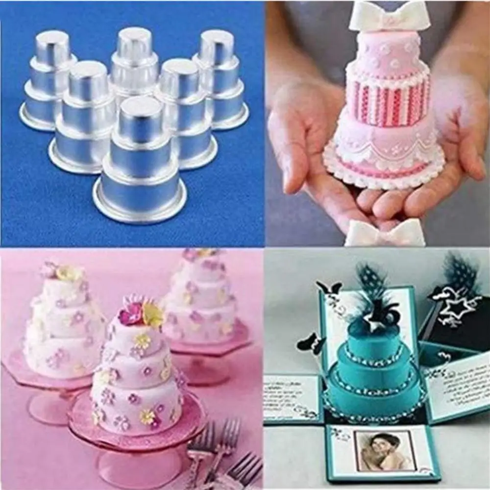 

Aluminum Alloy 3 Tier Cake Molud Non-stick Cupcake Cookie Chocolate Puddings Baking Pan Cake Tray DIY Decoration Tools Mold