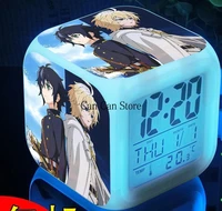 seraph of the end japan anime 7 color alarm clock cartoon alarm clock electronic wake up light table reveil wekker