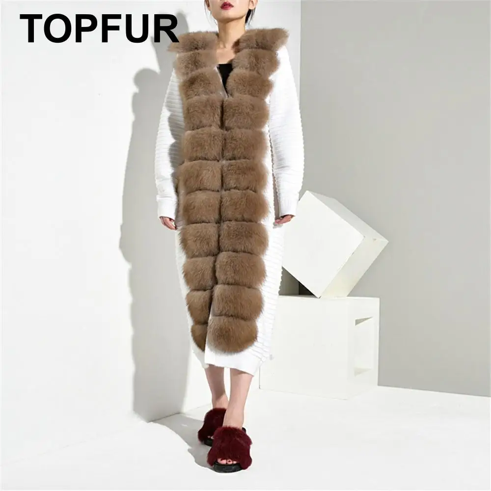 TOPFUR 2020 модная коричневая меховая одежда белое вязаное пальто с поясом из