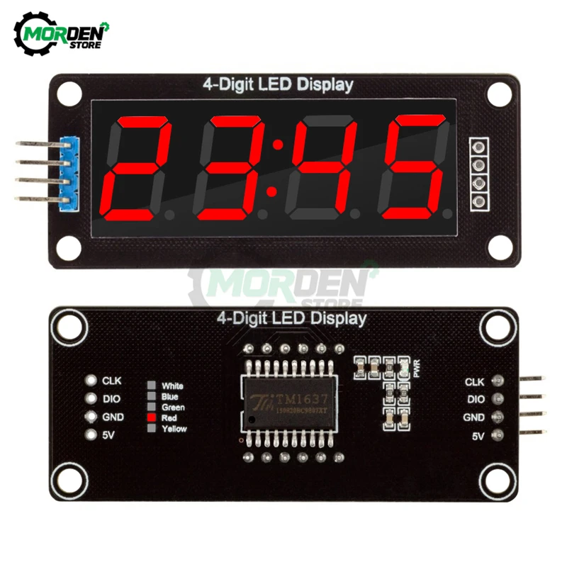 4-значный дисплей TM1637 для Arduino 7-дюймовый тактовый модуль Красная Зеленая цифровая