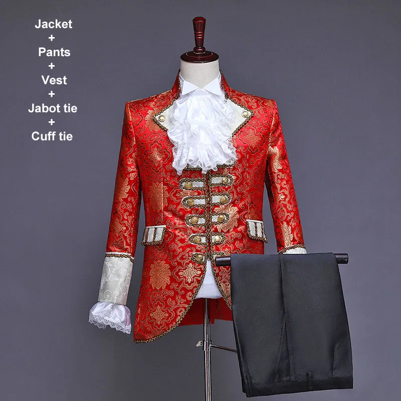 Victorian Wedding Outfit Ball Prom Dinner Formal Dress Noble King Prince Costume Suit Deluxe Festival Ring Bearer Jacket For Men |