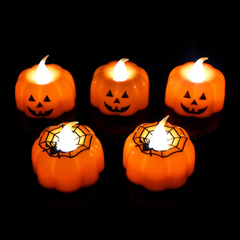 

1/2/3pcs Pumpkin Candle Light Halloween Party Supplies LED Lights Lantern Lamp Ornaments Props Halloween Decorations for Home