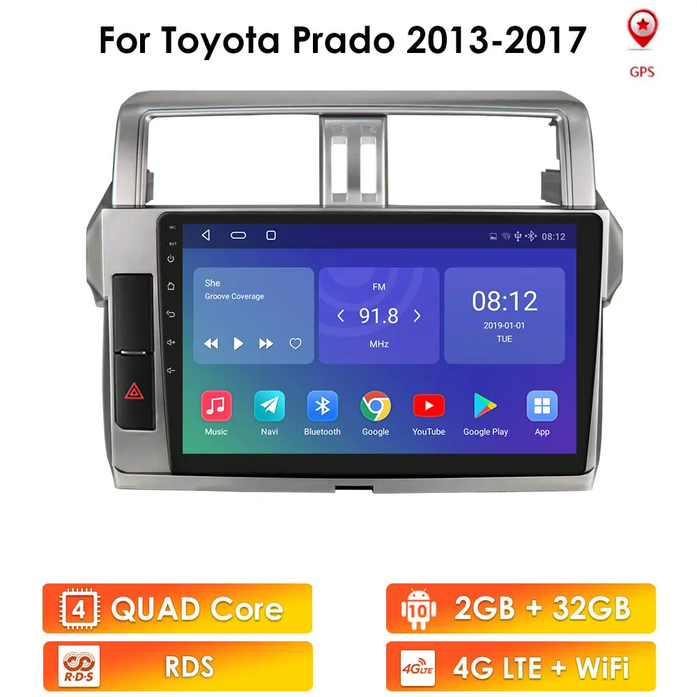 Автомагнитола для Toyota Land Cruiser Prado 150 2013 2017 2 Гб ОЗУ 32 ПЗУ мультимедийный