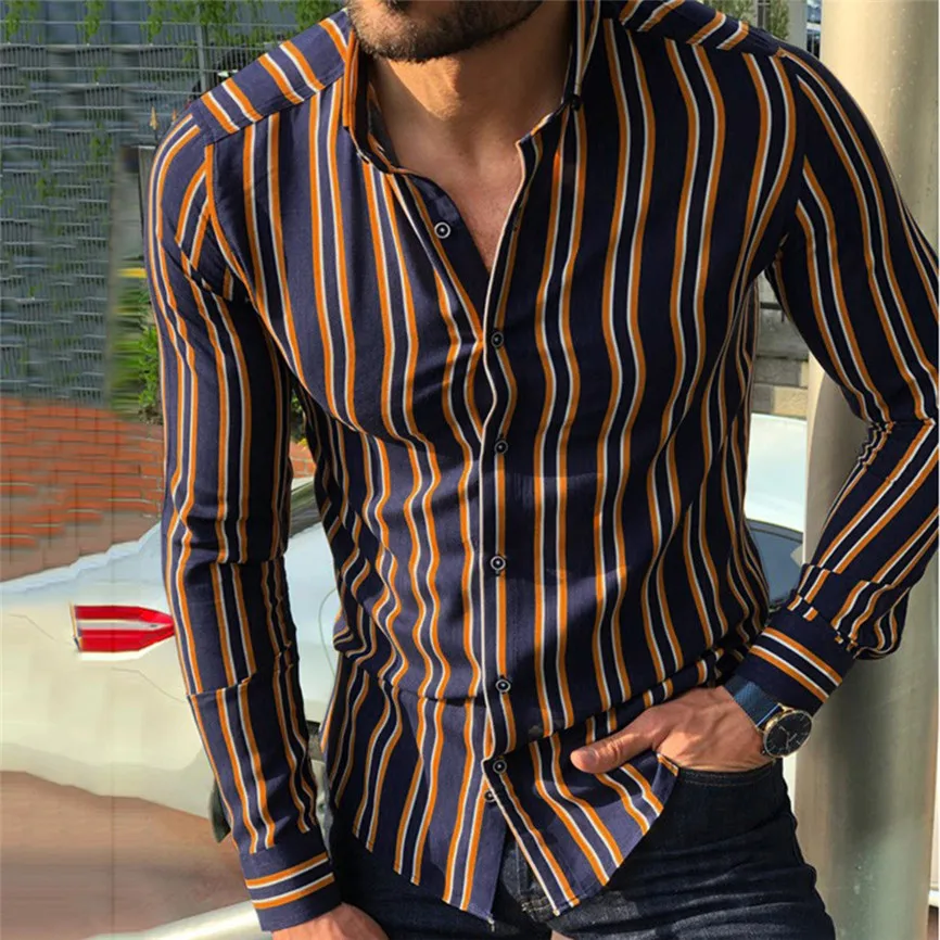 Camisas Hombre Manga Larga приталенная Мужская Осенняя свободная Модная Повседневная
