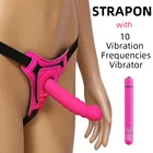 Эротические игрушки для геев страпон силиконовый фаллоимитатор g-стринги с длинной пулей вибратор пенис для лесбиянок забавная игрушка женщина мужчина ремень для дилдо