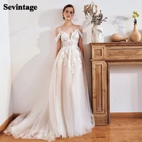 sevintage bohowedding dresses sweetheart off shoulder open back laceappliques wedding gown a line princess vintage bridal dress