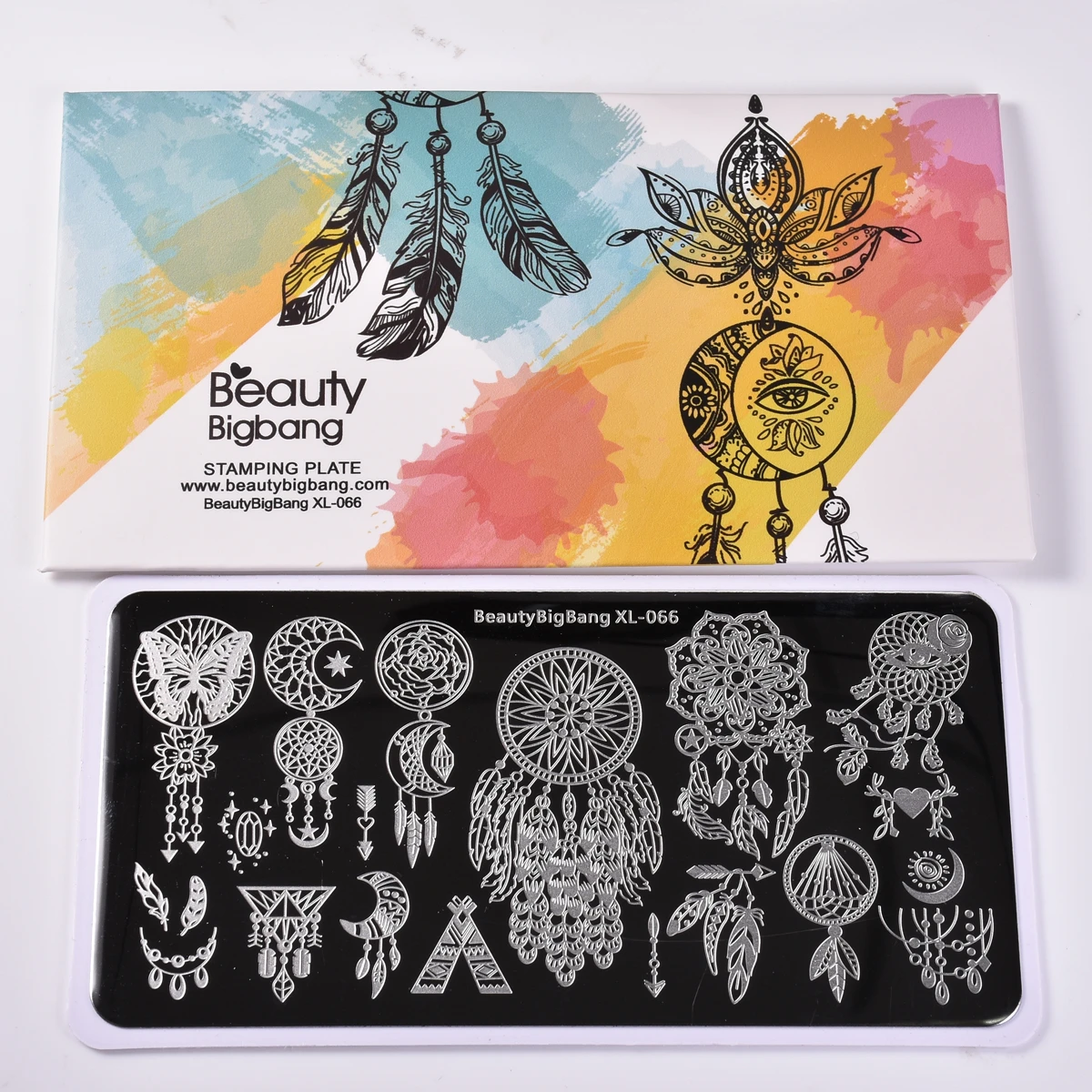 

BEAUTYBIGBANG 6*12CM Rectangle Dreamcatcher Feather Nail Art Stamp Templates Image Plates Stencil Nail Art Accessories Tools