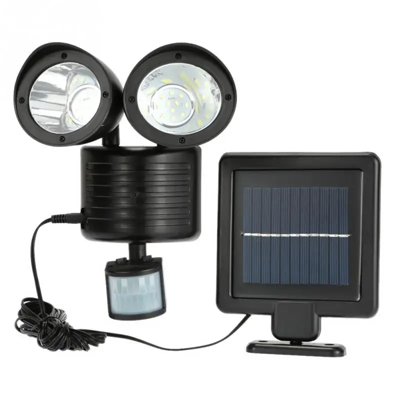 

Double Head Solar Lamp 1 Set PIR Body Sensor Pathway Solar Powered Night Lights Dual Security Detector Body Sensor Nightlight