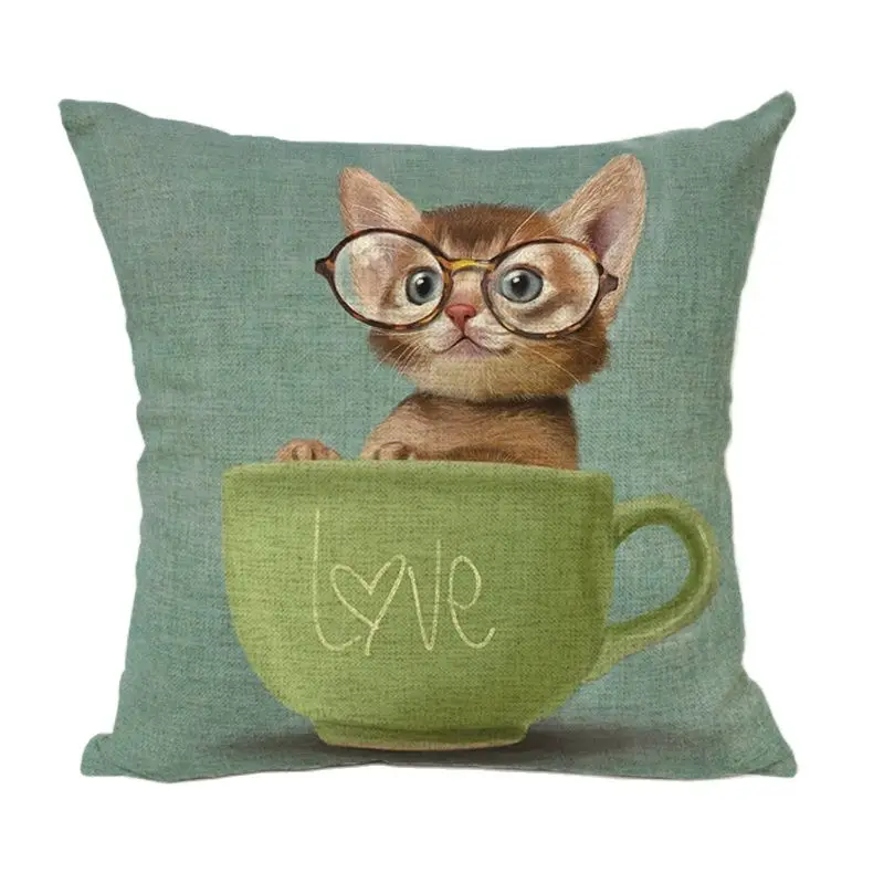 Мультяшные милые подушки для кошек чехлы с вишневыми бантами и птицами украшение