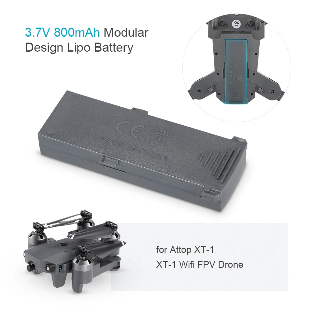 Высокое качество 3 7 V 800mAh модульная конструкция Lipo Батарея для Attop XT 1 Wi Fi FPV