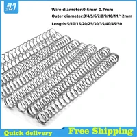 wire dia 0 6 0 7 compression compressed return pressure spring 304 stainless steel 3 4 5 6 7 8 9 10 11 12mm 10pcs