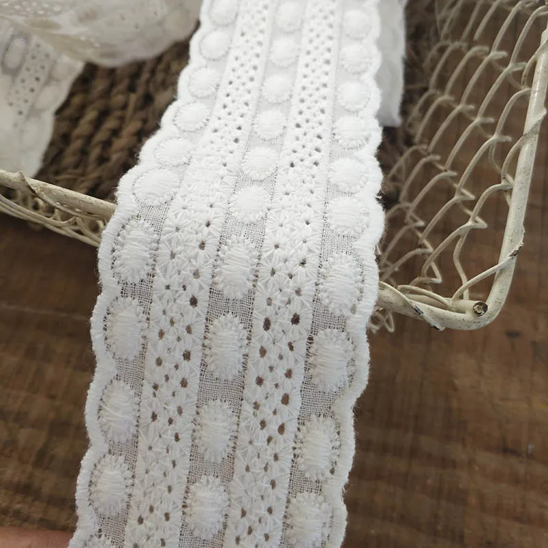 Однометровая Цветочная вышитая бежевые хлопковые кружева лента для рукоделия