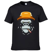 cigar smoking gorilla logo retro casual t shirt mens summer black 100 cotton short sleeves o neck tee shirts tops tee unisex