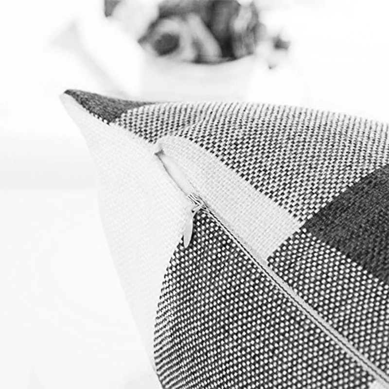 

2 Pcs Plaids Cotton Linen Square Throw Pillow Cover & 1 Pcs Artificial Green Leaves Wreath