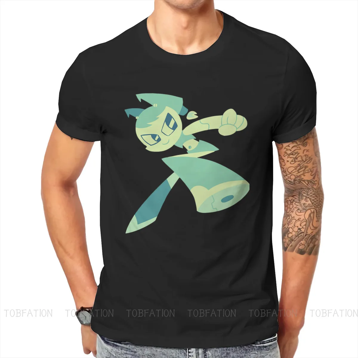 

Футболка мужская оверсайз с круглым вырезом, модная тенниска с мультипликационным принтом «My Life As A» в стиле робот-подростка, уличная одежда...