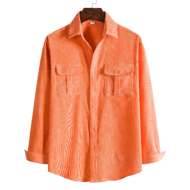 Autumn Long-Sleeve Corduroy Shirt Men Dress Fashion Multiple Colors Solid Oversize Shirts Tops For Man Camisas Para Hombre M-3XL | Мужская