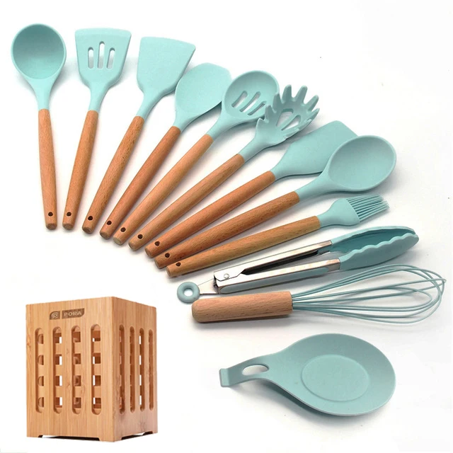 11/12/13Pcs Silicone Kitchen Set nonstick Kitchen Utensils Set with Spoon Spatula Cooking Accessories Baking Kitchen Tools Set - Цвет: 13 Pcs kitchen set