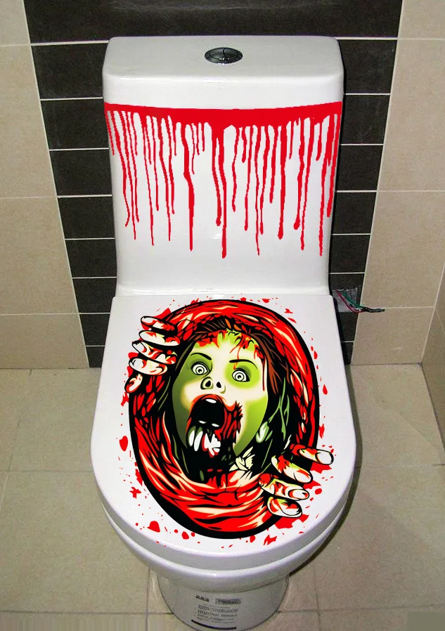 Наклейки на тему Хэллоуина страшная мышь и паук череп наклейки туалет украшения