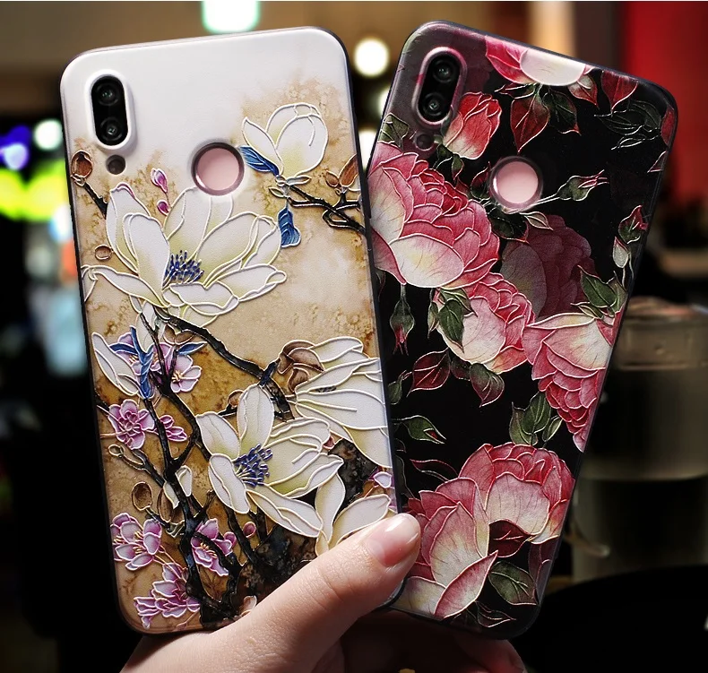 Чехол для huawei p20 lite чехол pro чехлы телефонов с 3D тиснением милый цветок лист мягкий