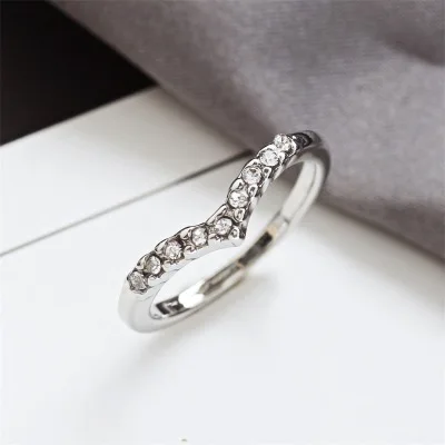 Новые Модные V-образные Стразы уникальный дизайн pinky ring для женщин и девушек
