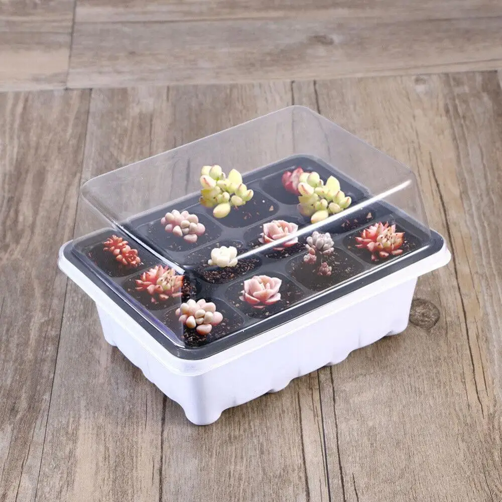 

New Flowerpot 12-Hole Seedling Tray Three-Piece Large Plug Tray Sowing Insulation Nursery Pot Seedling Box Seed Germination Tray