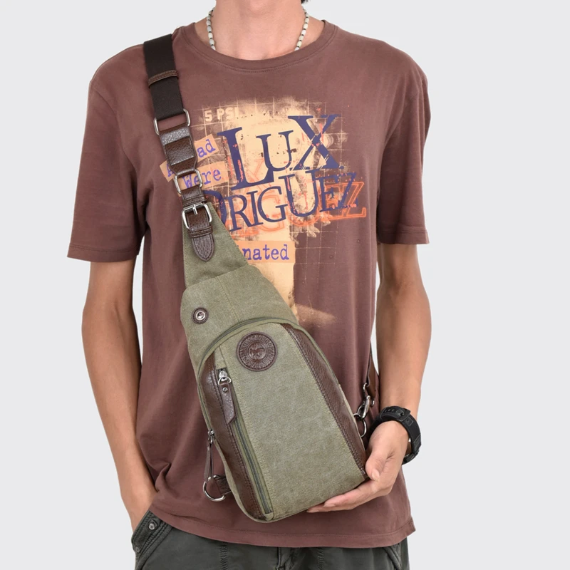 

Canvas Men's Casual Chest Shoulder Bag Outdoor Crossbody Bag ArmyGreen Multifunctional Chest Bag