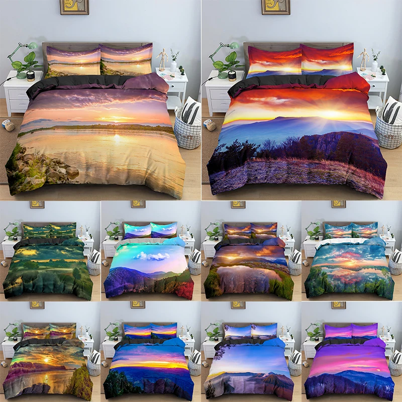 

Natural Scene Bedding Sets Duvet Cover with Pillowcase Quilt Cover Twin/King/Queen Size Bedclothes for Kids Bedroom Home Textile