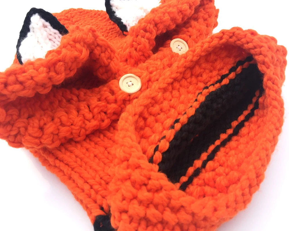 Осенне-зимний милый детский шерстяной комплект с капюшоном и воротником лисьими