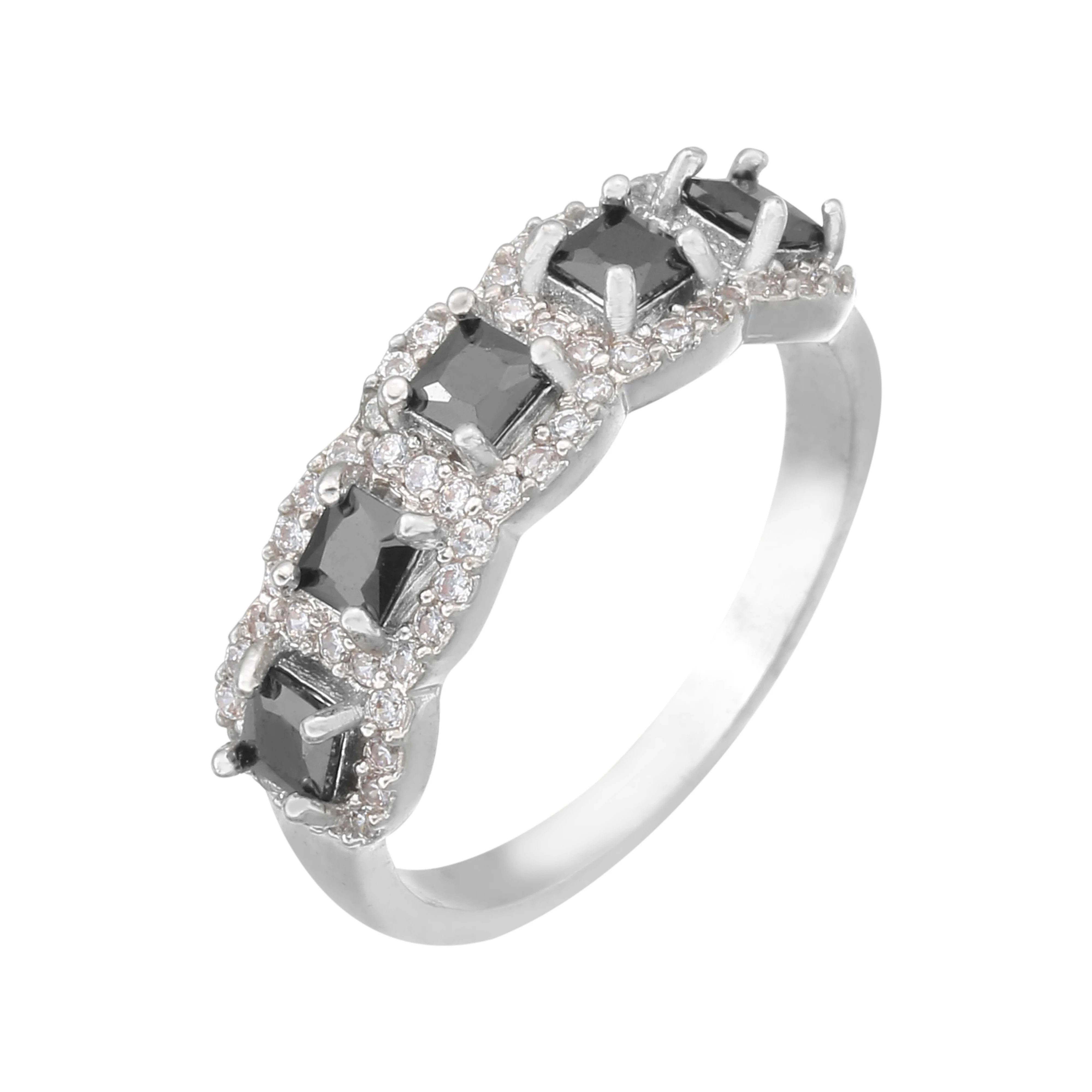 

L'amour&ma New Simple Five Square Black Crystals Ring Multicolor Zircon Ring For Women Jewelry Accessries Party Wedding Gifts