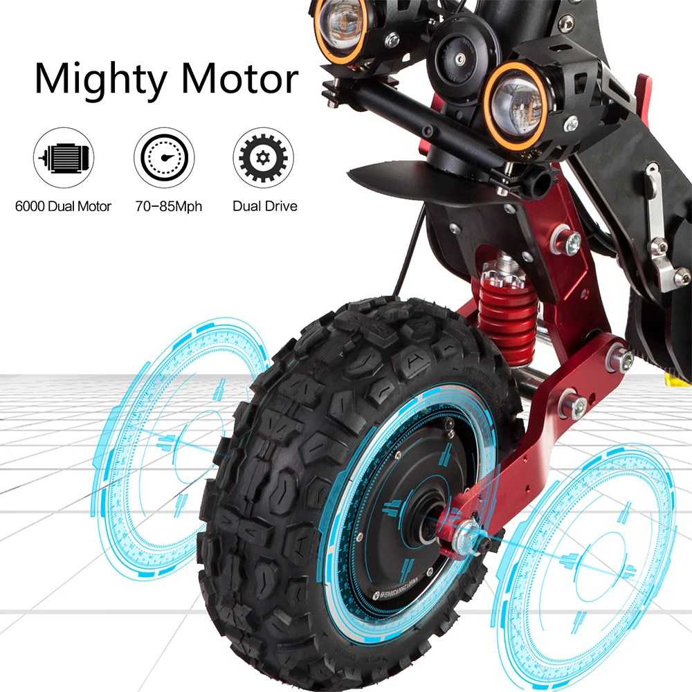 Günstig Elektrische Roller Erwachsene, 6000W Moter Schnelle Faltbare Fahrrad, Max Geschwindigkeit Zu 80 Km/h 11inch Vakuum Off Road Reifen E Bike Kick Roller