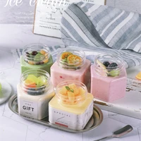 6pcs high quality ice cream box 180ml transparent plastic boxes pudding jelly fruit salad yogurt packaging cup baking package
