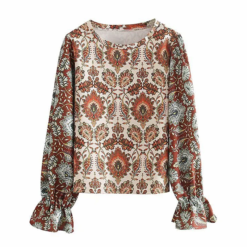 Женская толстовка с принтом подсолнуха ZA богемная круглым вырезом и