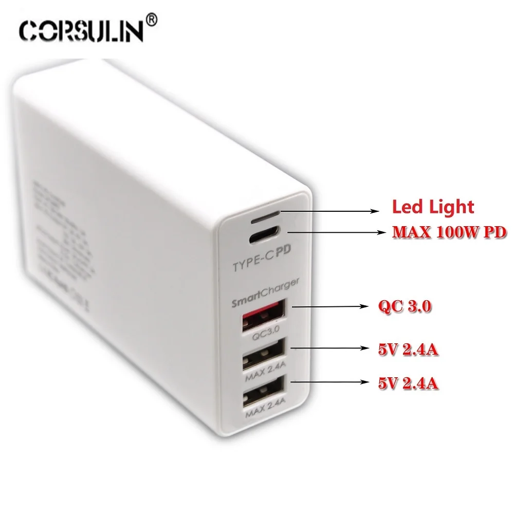 100W 90W 87W 65W 45W USB Type C зарядное устройство для Macbook Asus Lenovo ThinkPad Xiaomi Pro 5V 9V 12V 15V 20V Max 5A