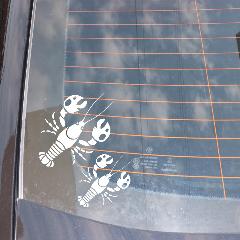 

YJZT 14.6CM*16.1CM Lobster Decor Creative Vinyl Decal Car Door Car Sticker Black/Silver C4-2560