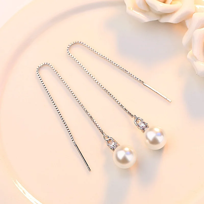 Женские серьги подвески из серебра 925 пробы с жемчугом|Серьги-подвески| |