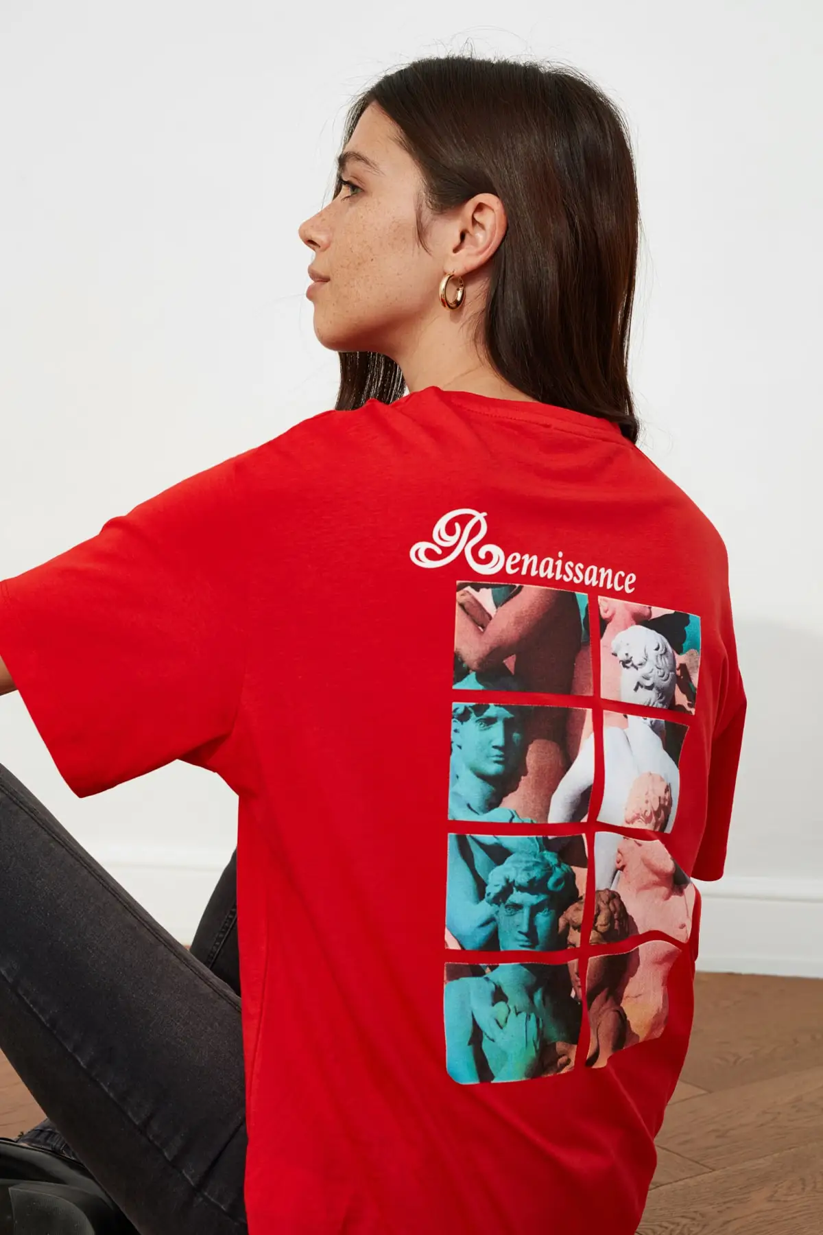 

Trendyol Printed Boyfriend Knitted T-Shirt TWOSS20TS0817