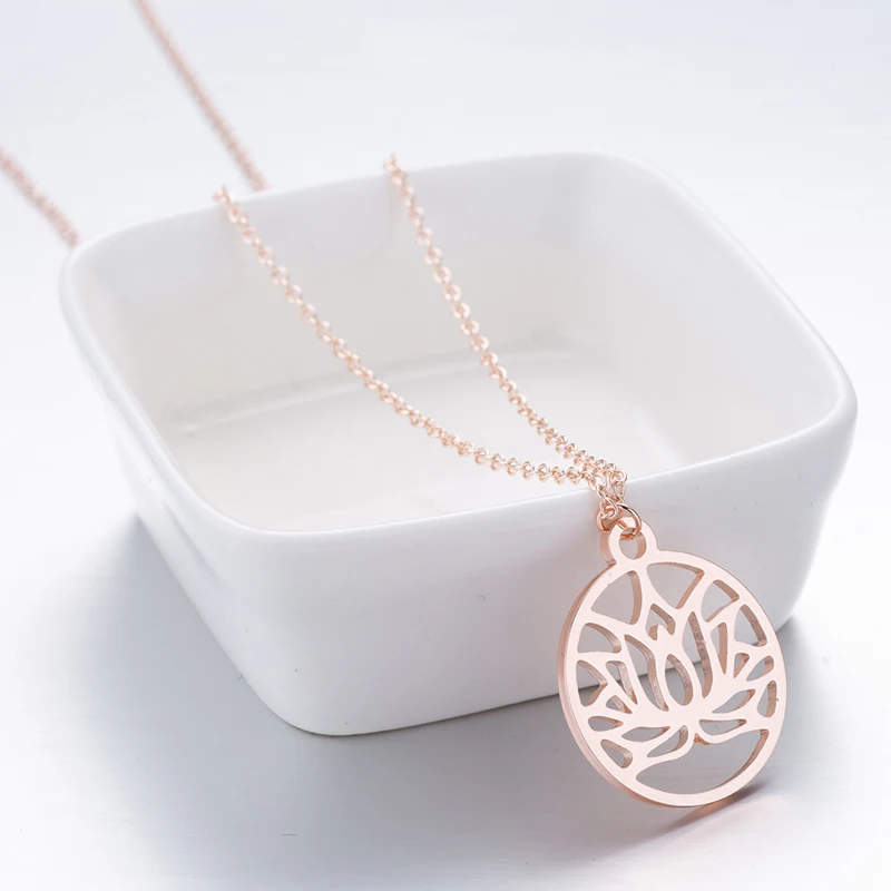 Цепочка-чокер Sasusp из нержавеющей стали с подвеской в виде цветка лотоса ожерелье