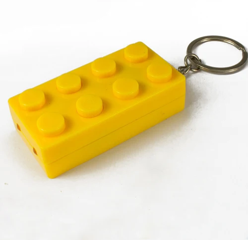 Yellow 100 шт./лот светодиодный цветной Кирпич брелок строительные блоки игрушки для детей совместимый подарок фонарик брелок с кирпичиком факел брелок - Цвет: Yellow
