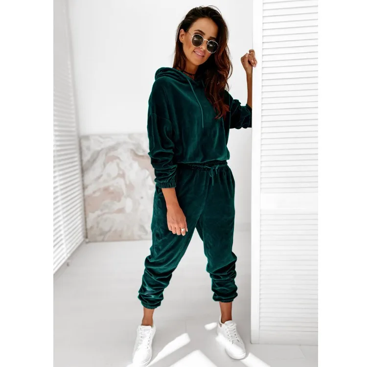 

Two Piece Sets Women Tracksuit Velvet Pant Sets Woman Solid Top And Pants Suit Fashion Streewear Conjuntos De Mujer 2022