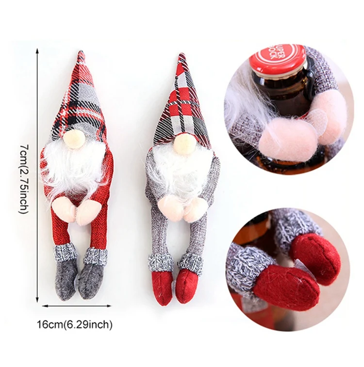 FENGRISE Santa Claus Wine Bottle Cover Christmas Decorations For Home Christmas Stocking Gift Navidad New Year's Decor