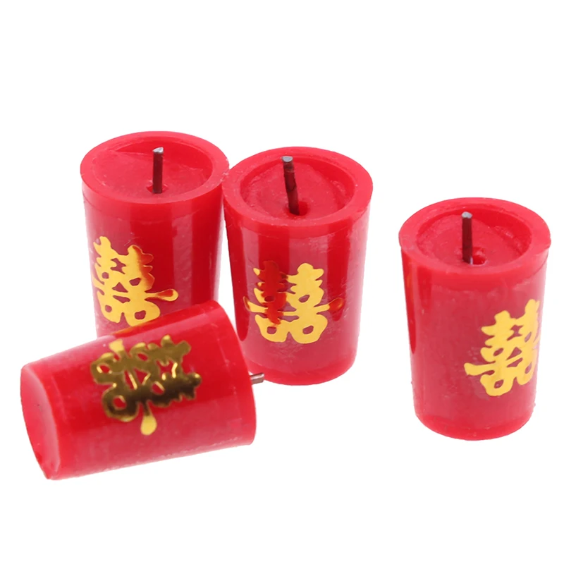

2Pcs/4Pcs Mini 1/12 Dollhouse Miniature Accessories Resin Red Candles Simulation Furniture Model Toys for Doll House Decoration